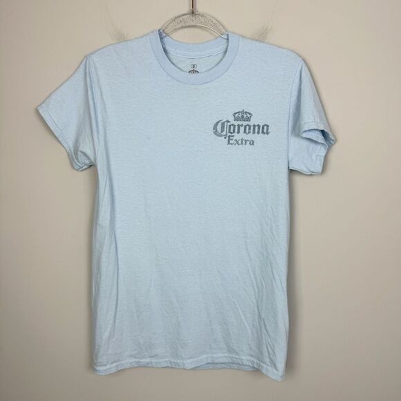 CORONA | Light Blue Corona Extra Tropical Theme Graphic Tee Unisex Size Small - Picture 2 of 7